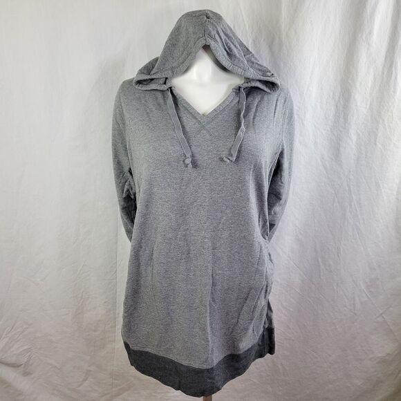 Liz Lange Gray Hooded Sweatshirt Tunic - Picture 1 of 8